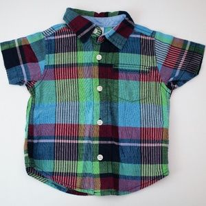 GYMBOREE Multicolor Plaid Linen Shirt 12-18 Months - Perfect for Easter!